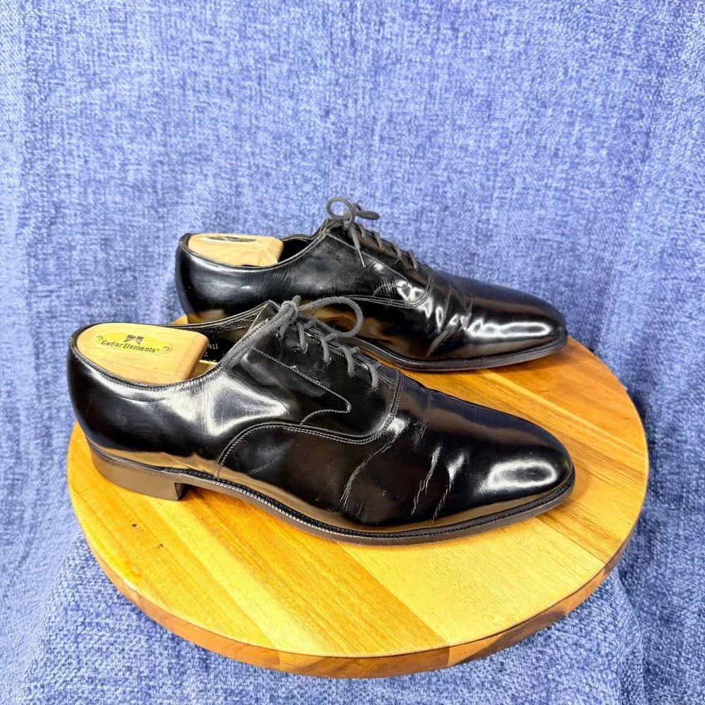 Brooks Brothers Oxford Mens 41 E Black Leather Made in England Brooks English